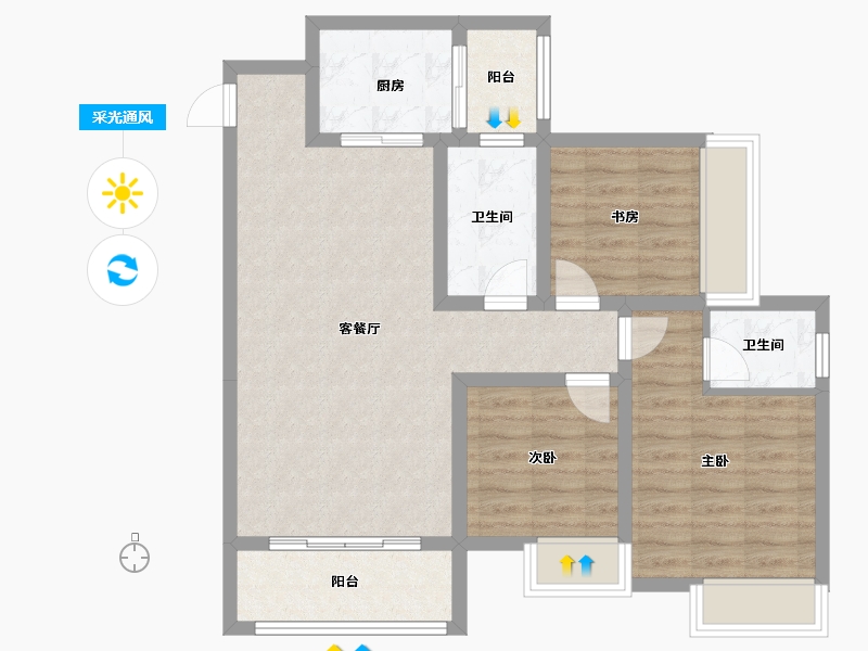 贵州省-铜仁市-天都锦绣天地-2期-88.35-户型库-采光通风