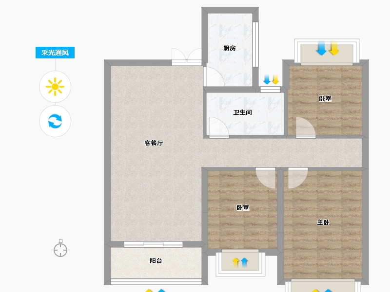 安徽省-池州市-太平鸟西湖家园-80.53-户型库-采光通风