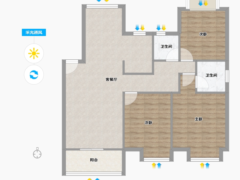 浙江省-嘉兴市-秋江花苑-95.00-户型库-采光通风