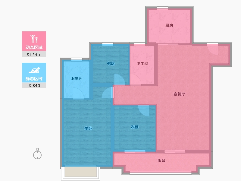 山东省-济南市-蔚蓝之城-94.40-户型库-动静分区