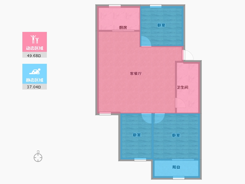 陕西省-咸阳市-秦宝小区东区-79.58-户型库-动静分区