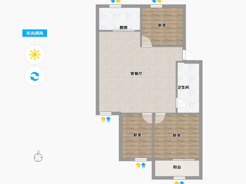 陕西省-咸阳市-秦宝小区东区-79.58-户型库-采光通风