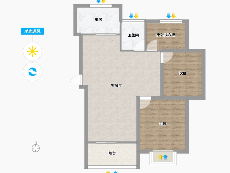 江苏省-常州市-弘阳上城-76.37-户型库-采光通风