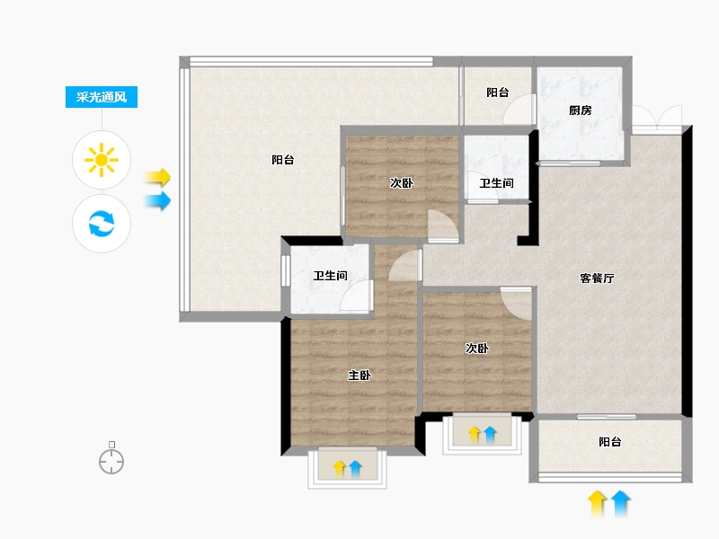 贵州省-贵阳市-中环国际-102.09-户型库-采光通风