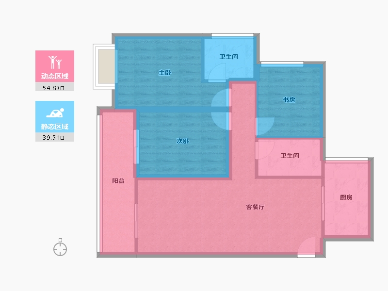 贵州省-贵阳市-德润小区-84.44-户型库-动静分区