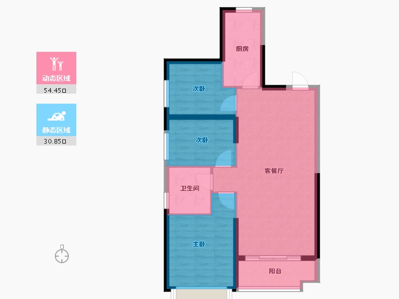 辽宁省-抚顺市-恒大华府-76.99-户型库-动静分区