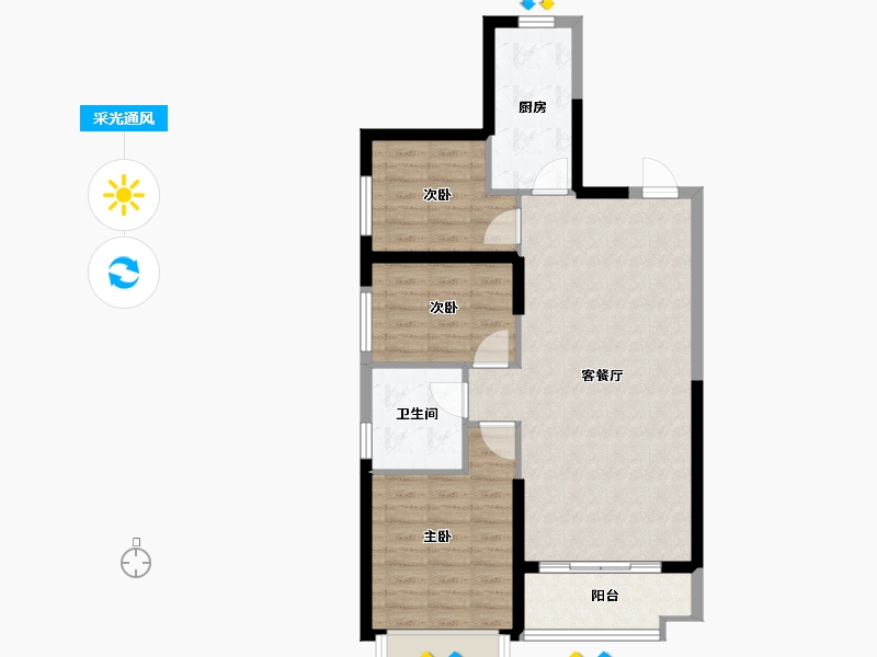 辽宁省-抚顺市-恒大华府-76.99-户型库-采光通风