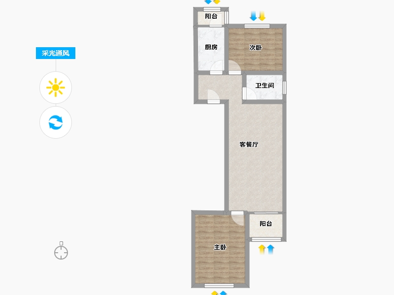 北京-北京市-龙锦苑东四区-62.97-户型库-采光通风