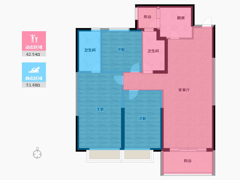 辽宁省-抚顺市-恒大华府-103.00-户型库-动静分区