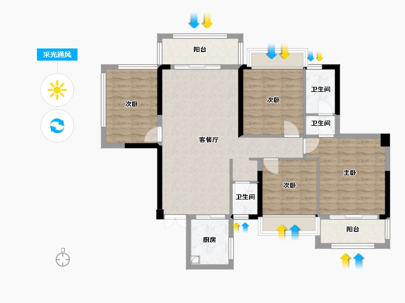 广西壮族自治区-南宁市-凤凰茗城-108.00-户型库-采光通风