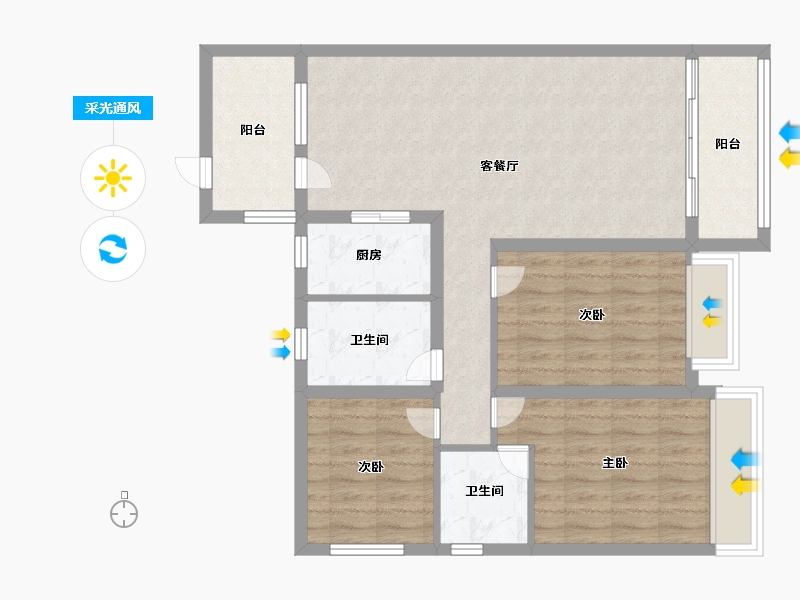 江苏省-宿迁市-人和小区-85.99-户型库-采光通风