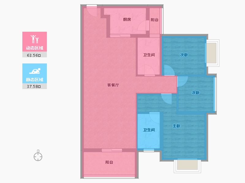 广东省-阳江市-恒隆御景山庄-90.34-户型库-动静分区