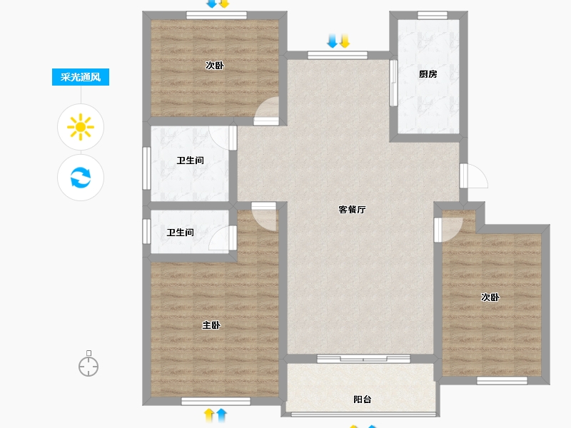 河南省-商丘市-祥和苑-106.00-户型库-采光通风