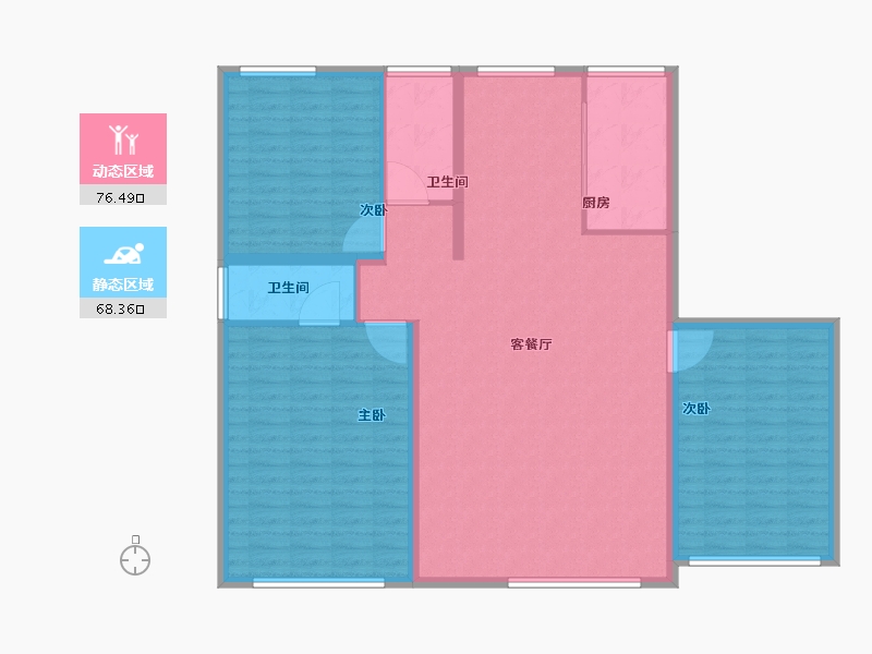 内蒙古自治区-赤峰市-山水城-133.01-户型库-动静分区