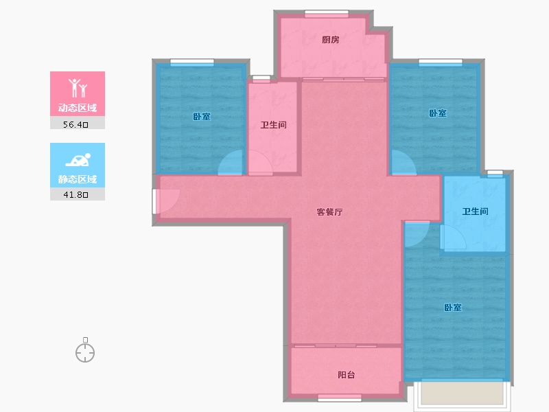 陕西省-咸阳市-金科世界城-89.67-户型库-动静分区