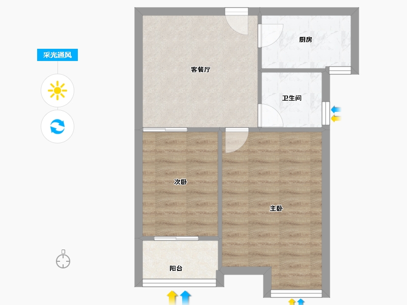 江苏省-无锡市-堰新苑-46.00-户型库-采光通风