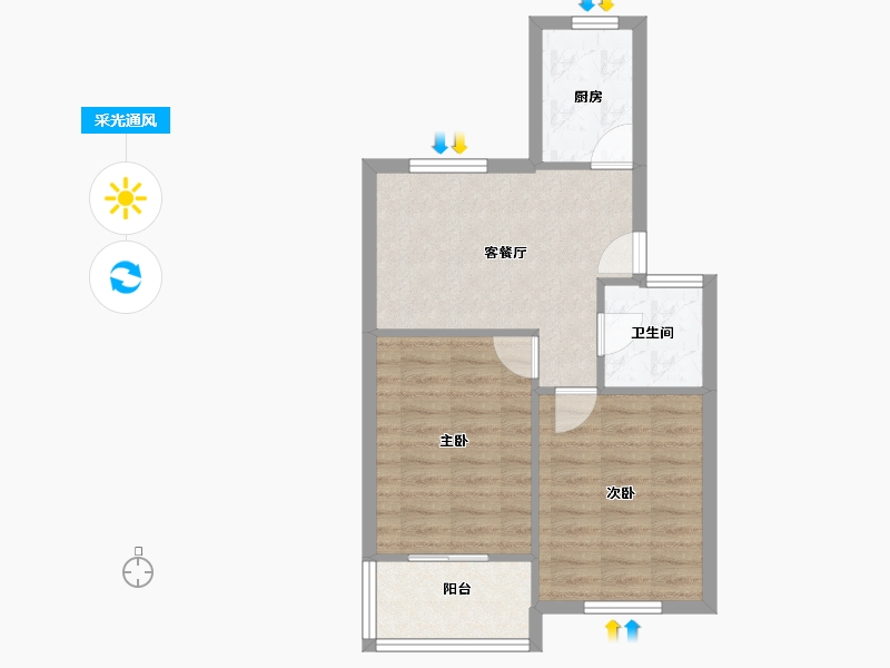 江苏省-无锡市-新桥花园-53.99-户型库-采光通风