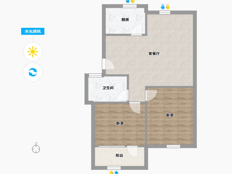 福建省-厦门市-沧一小区-67.68-户型库-采光通风