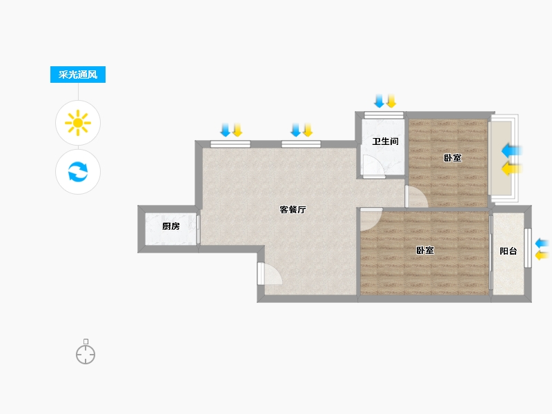 福建省-厦门市-金鸡亭花园小区-58.48-户型库-采光通风