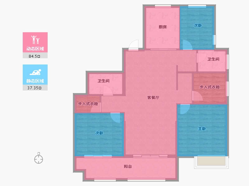 江苏省-盐城市-荷塘月色-110.80-户型库-动静分区