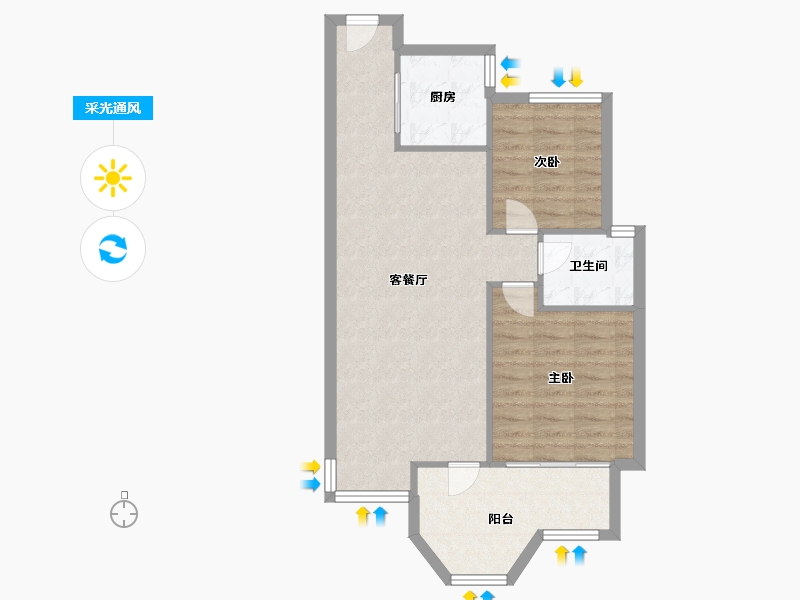 浙江省-嘉兴市-秋江花苑-71.00-户型库-采光通风