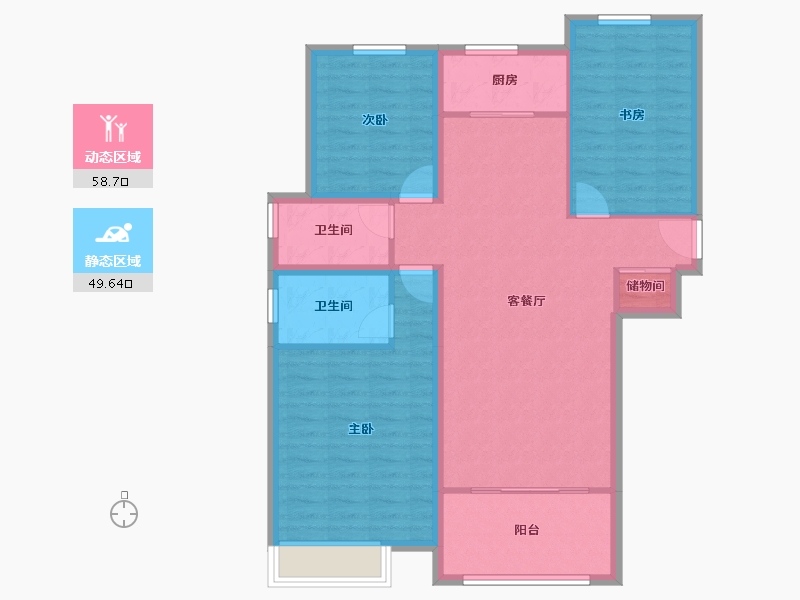 陕西省-西安市-庆华长安家园-97.90-户型库-动静分区