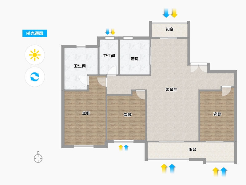 江苏省-无锡市-华润悦府-135.00-户型库-采光通风