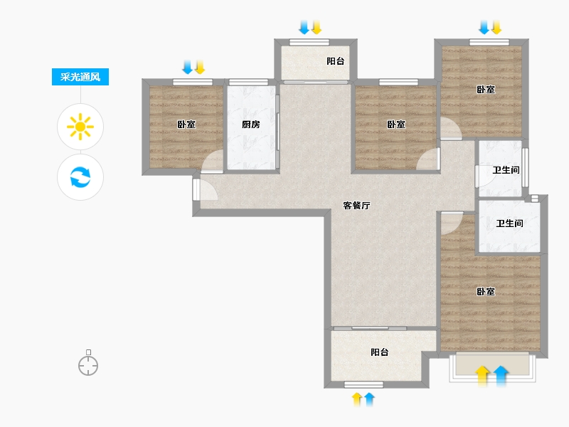 福建省-厦门市-龙湖嘉誉-100.67-户型库-采光通风