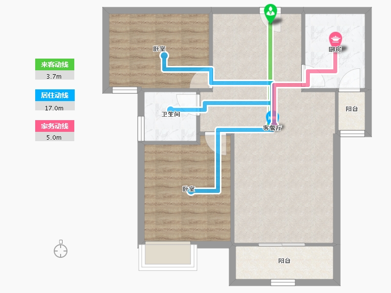 福建省-厦门市-龙湖嘉誉-70.67-户型库-动静线