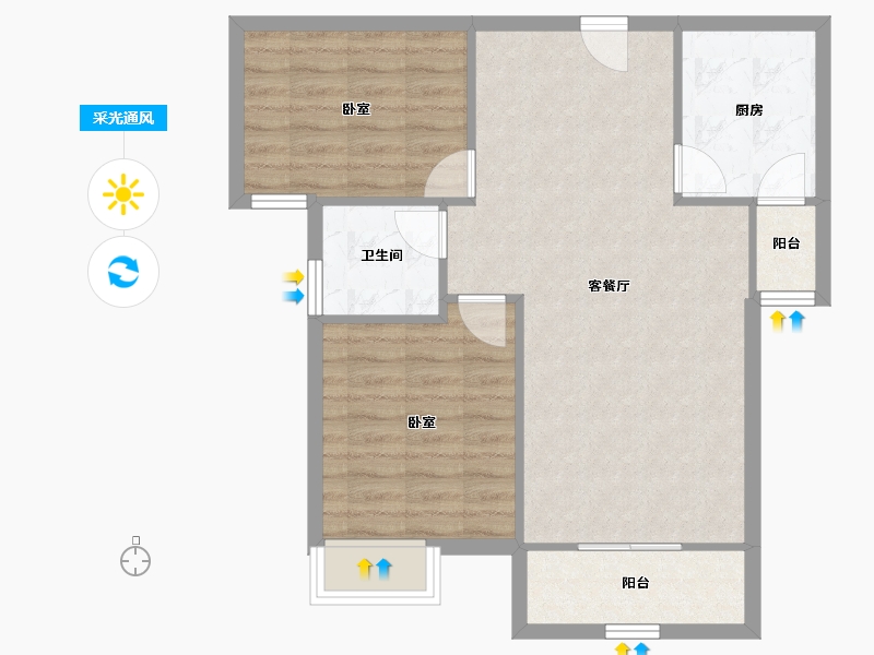 福建省-厦门市-龙湖嘉誉-70.67-户型库-采光通风