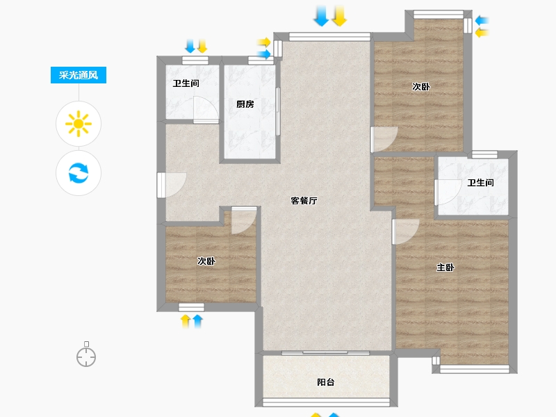 浙江省-嘉兴市-秋江花苑-86.00-户型库-采光通风