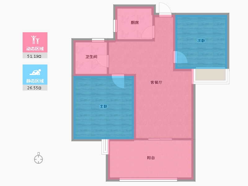 浙江省-嘉兴市-百合春天-69.44-户型库-动静分区