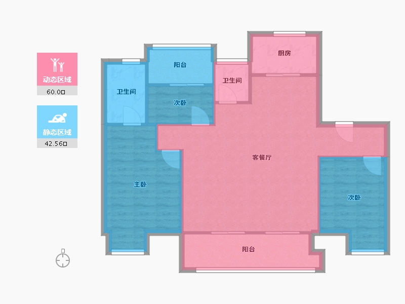 江苏省-无锡市-蓝光雍锦里-93.64-户型库-动静分区