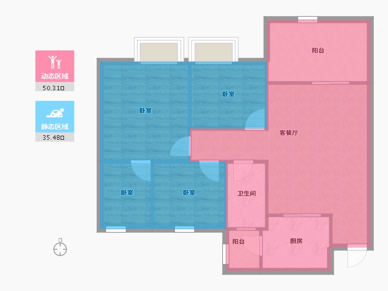 广东省-佛山市-云山峰境花园-77.98-户型库-动静分区