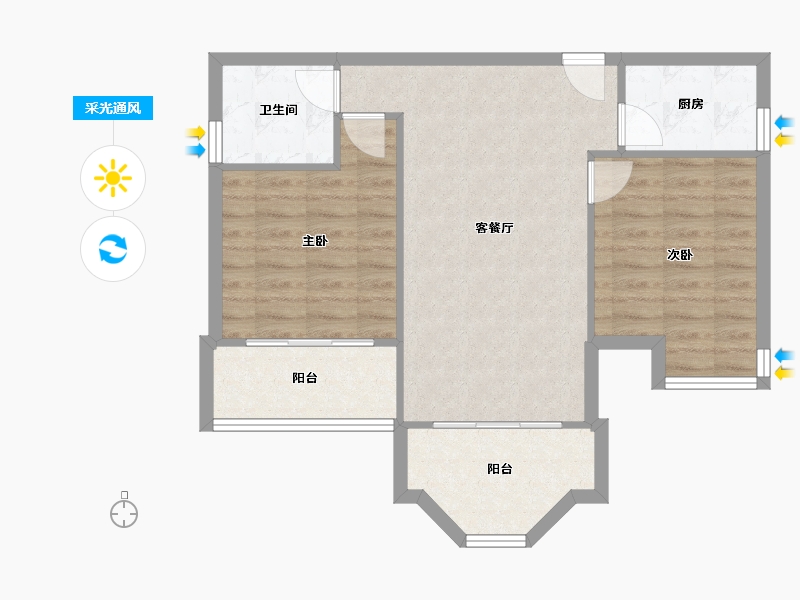 浙江省-嘉兴市-秋江花苑-68.99-户型库-采光通风