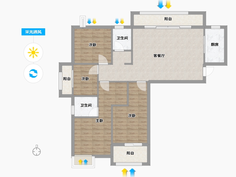 福建省-三明市-康城雅居-106.53-户型库-采光通风