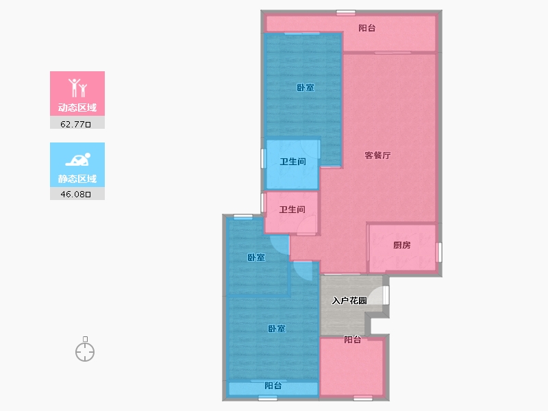 重庆-重庆市-雅居乐国际花园-105.07-户型库-动静分区