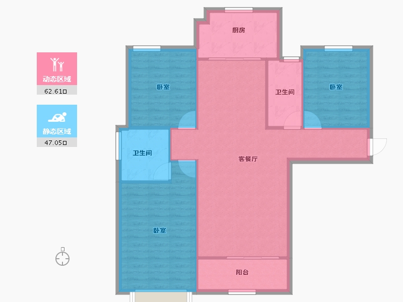 陕西省-咸阳市-金科世界城-100.67-户型库-动静分区