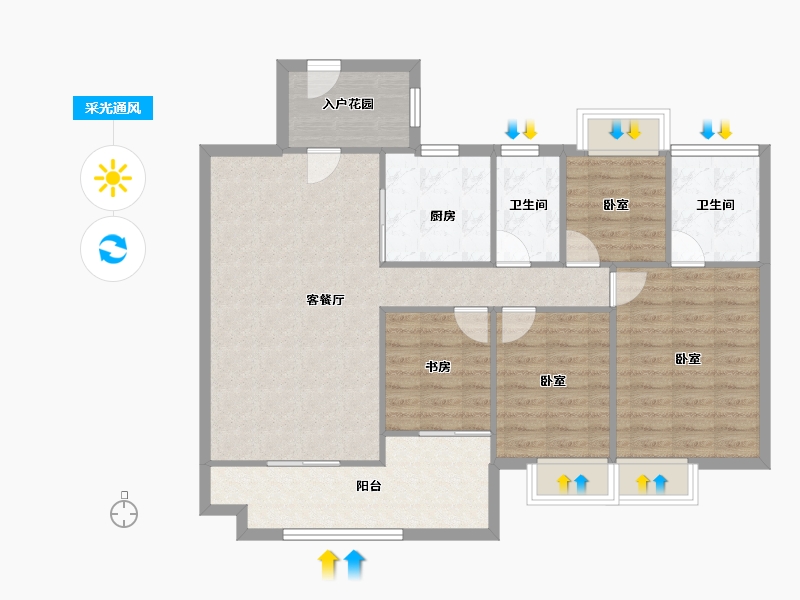 广东省-佛山市-云山峰境花园-100.87-户型库-采光通风