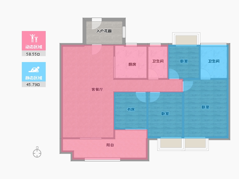 广东省-佛山市-云山峰境花园-100.87-户型库-动静分区