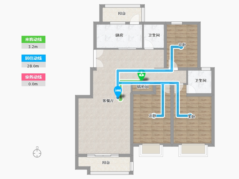 江苏省-泰州市-皇廷御苑-105.00-户型库-动静线