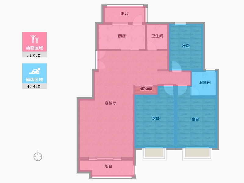 江苏省-泰州市-皇廷御苑-105.00-户型库-动静分区