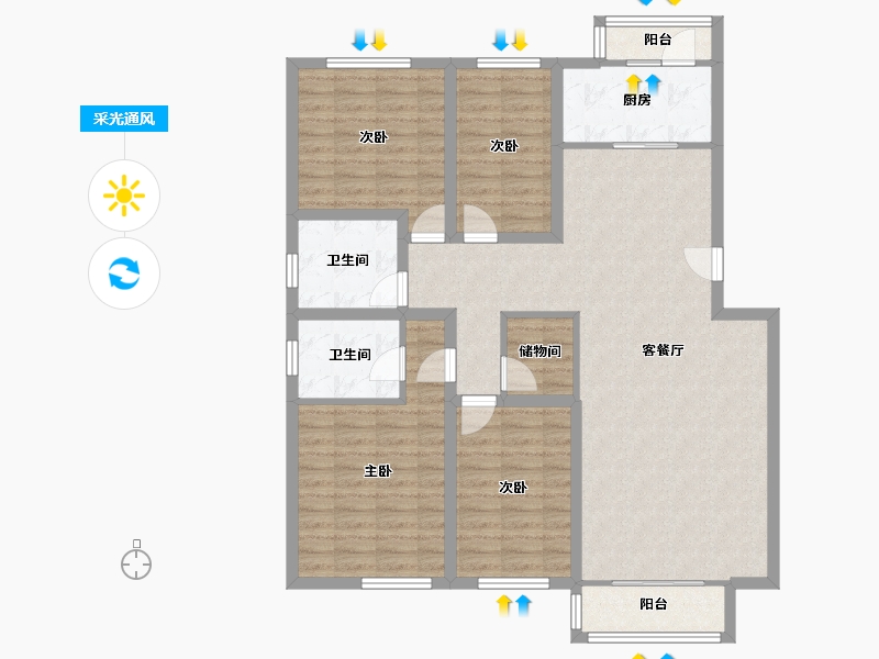 北京-北京市-清岚花园-118.53-户型库-采光通风