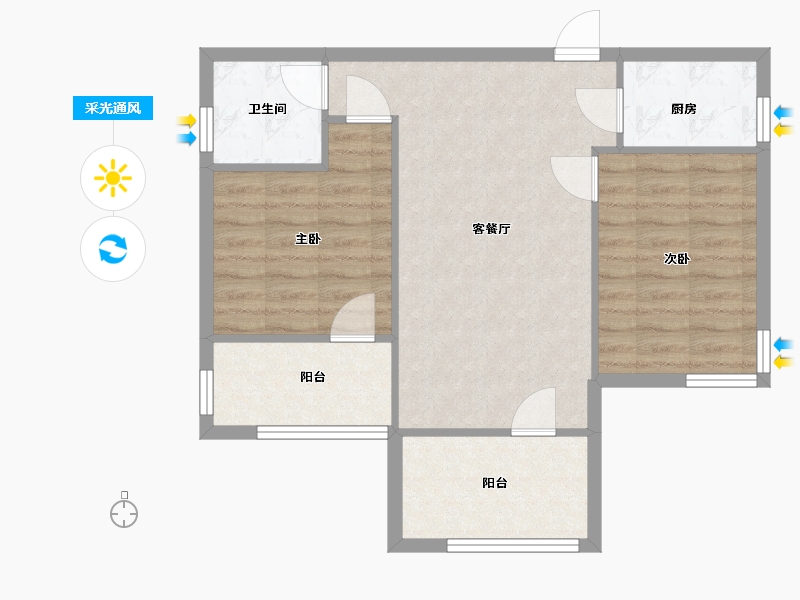 浙江省-嘉兴市-秋江花苑-69.00-户型库-采光通风