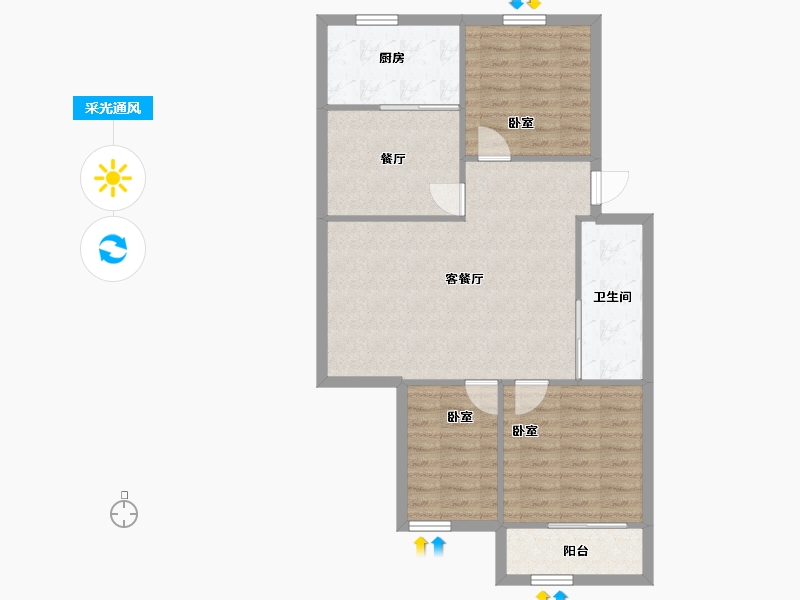 陕西省-咸阳市-秦宝小区东区-78.58-户型库-采光通风