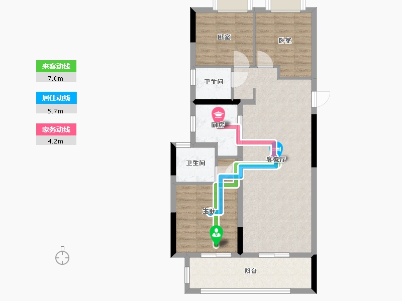 湖北省-宜昌市-万科 宜翠锦城-88.00-户型库-动静线