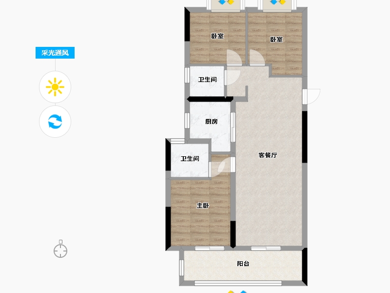 湖北省-宜昌市-万科 宜翠锦城-88.00-户型库-采光通风