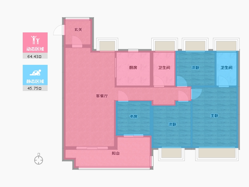 广东省-佛山市-建发和鸣-102.40-户型库-动静分区