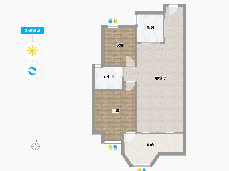 浙江省-嘉兴市-秋江花苑-70.69-户型库-采光通风