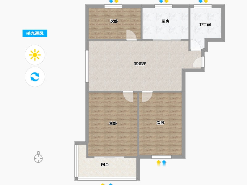 江苏省-无锡市-南湖家园-90.01-户型库-采光通风